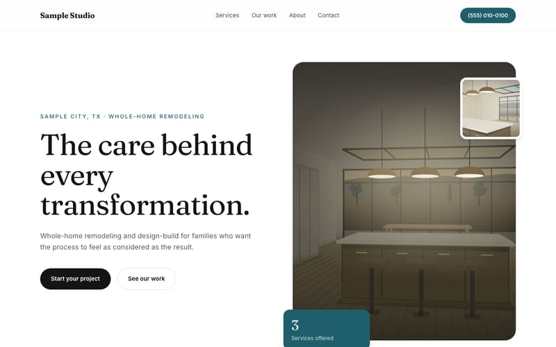 Atrium design: sample website home page