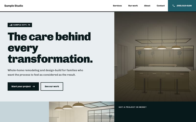 Blocks design: sample website home page