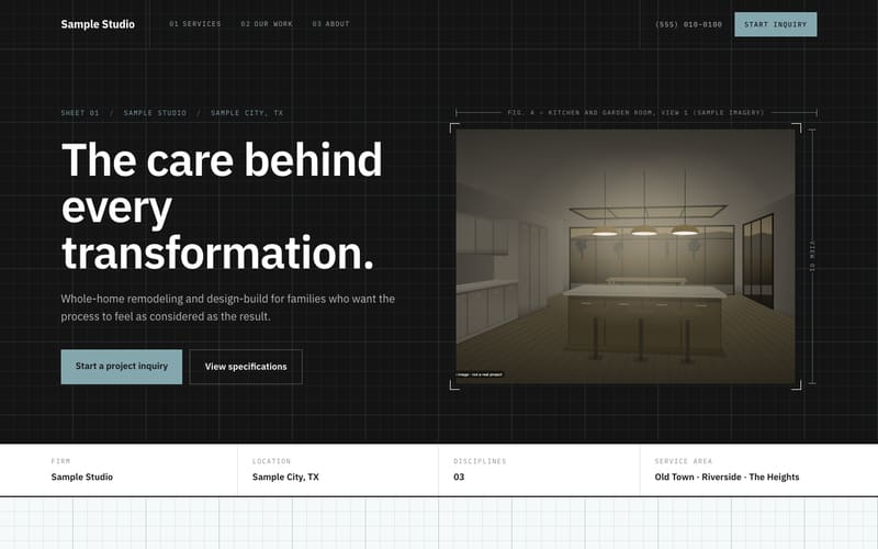 Blueprint design: sample website home page