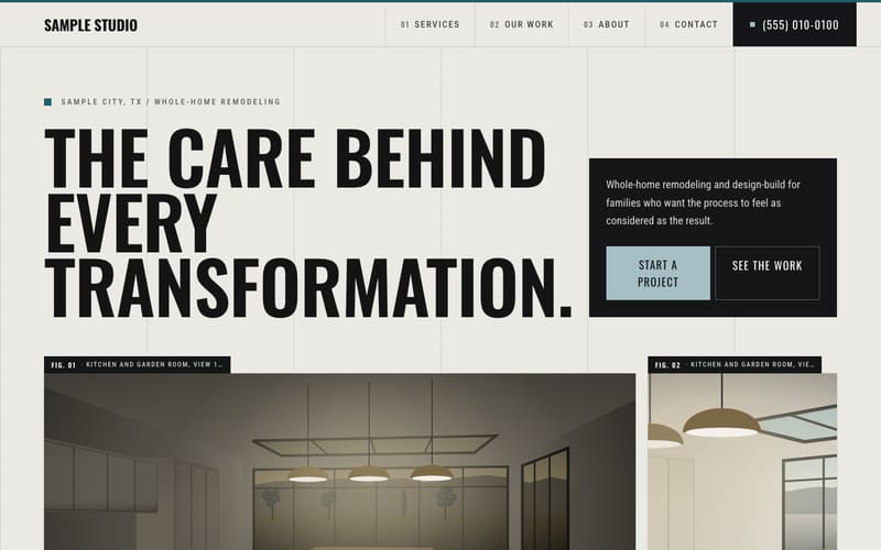 Brick design: sample website home page