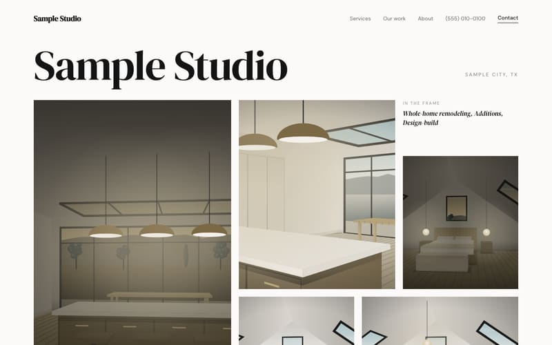 Canvas design: sample website home page