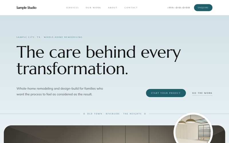 Coastal design: sample website home page