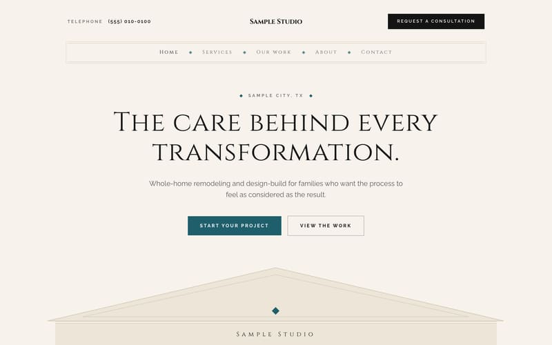 Column design: sample website home page