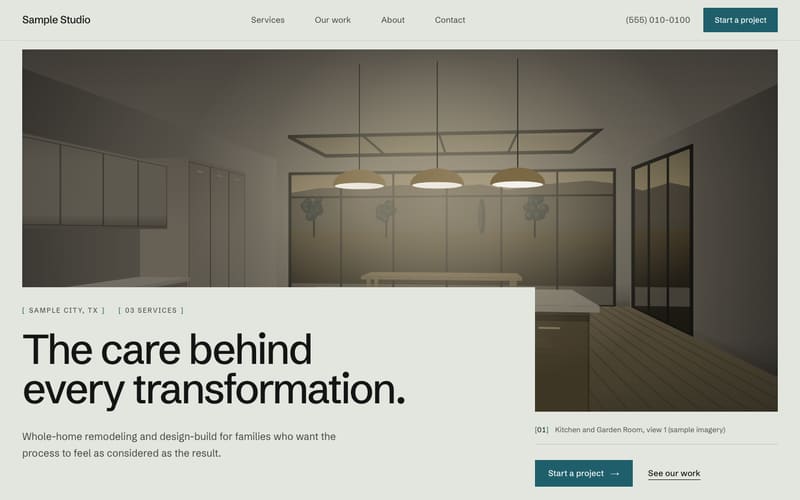 Folio design: sample website home page