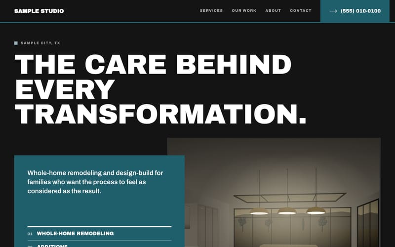 Forge design: sample website home page