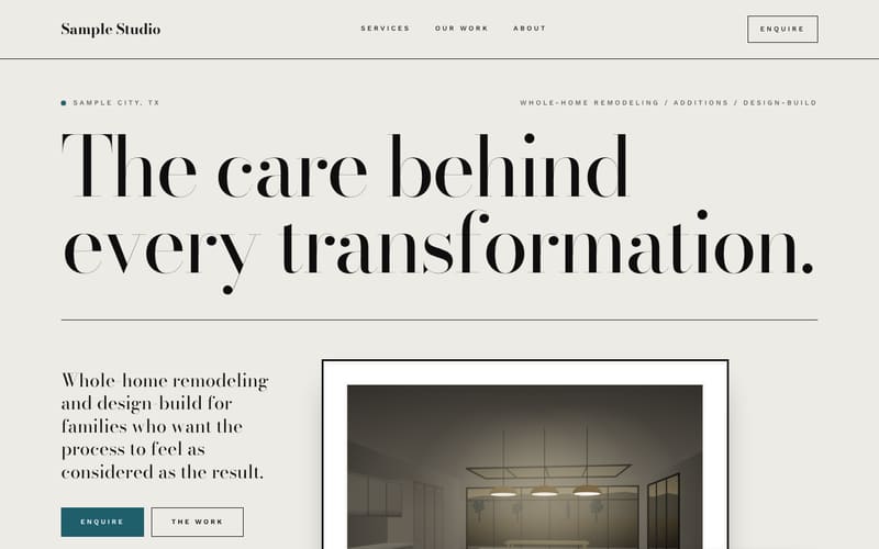 Frame design: sample website home page