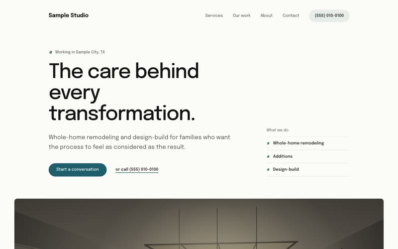 Grove design: sample website home page