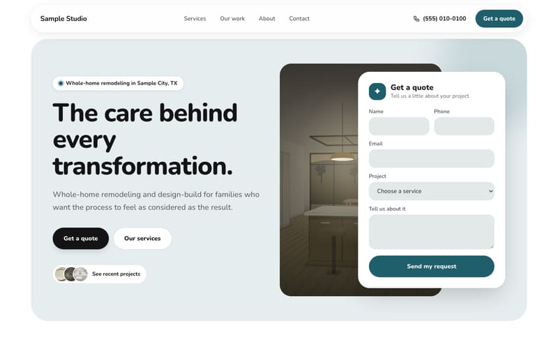 Harbor design: sample website home page