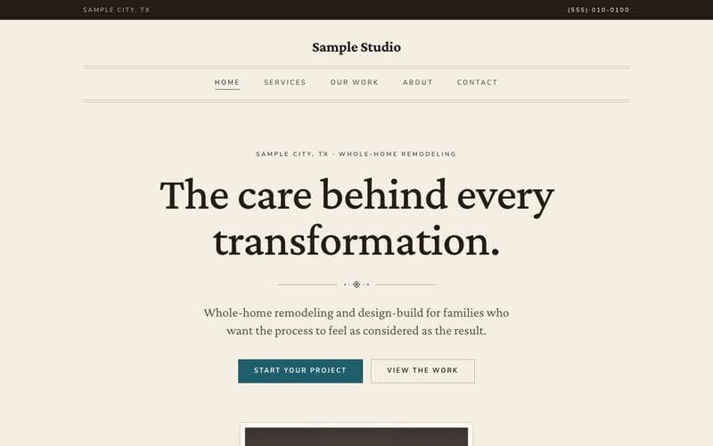 Heritage design: sample website home page