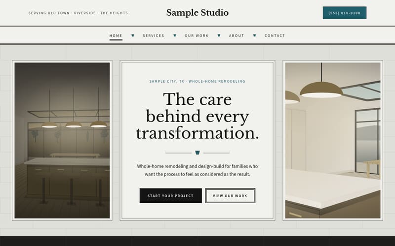 Keystone design: sample website home page