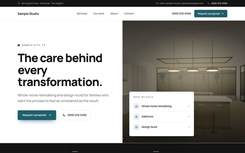 Meridian design: sample website home page
