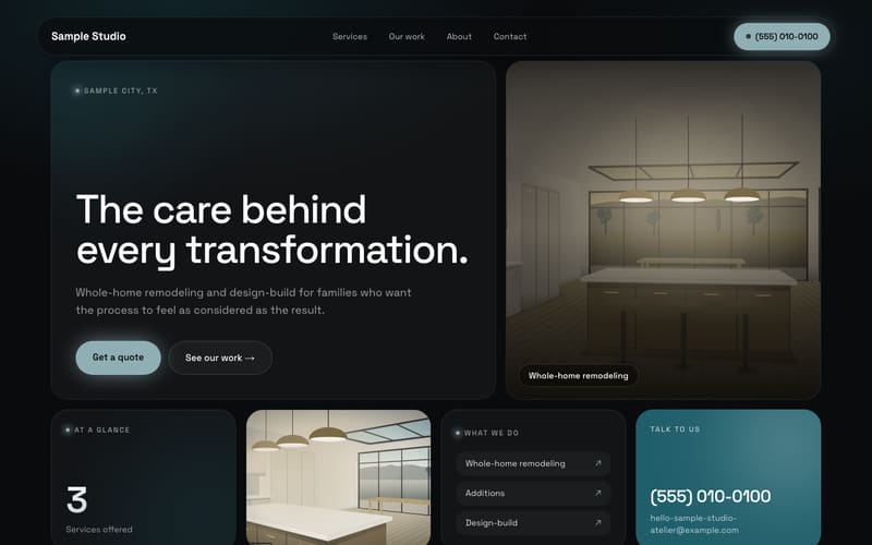 Metro design: sample website home page