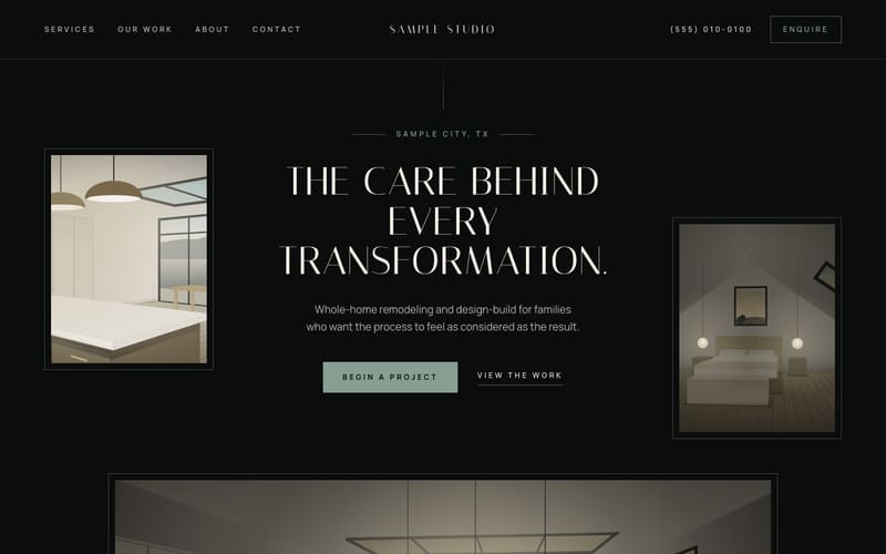 Noir design: sample website home page