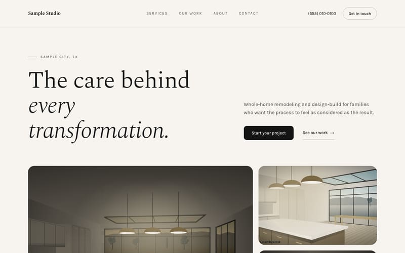 Nordic design: sample website home page
