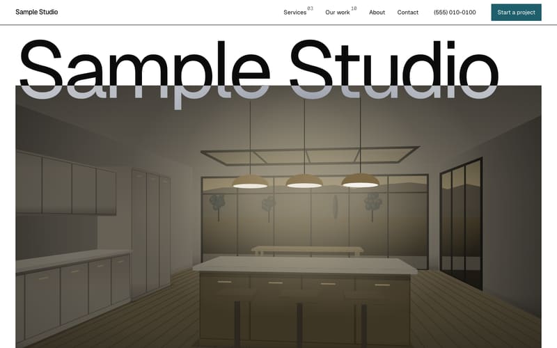 Numeral design: sample website home page