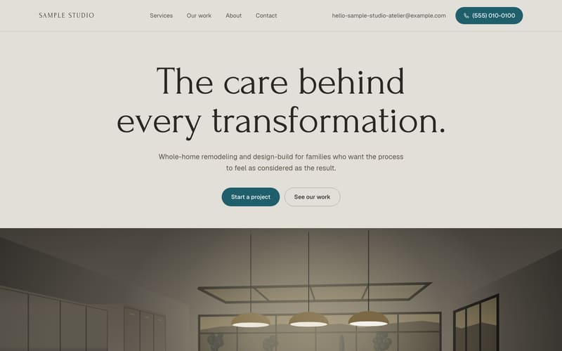 Plaster design: sample website home page