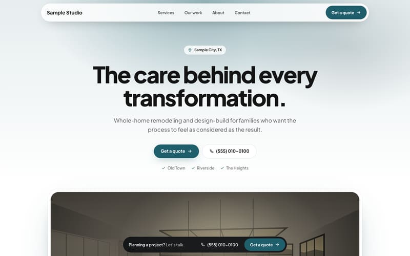 Pulse design: sample website home page