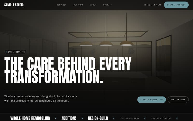 Reel design: sample website home page