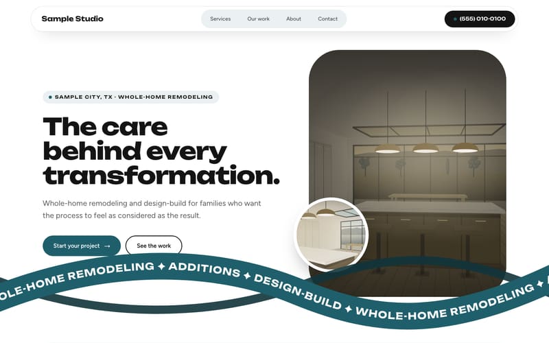 Ribbon design: sample website home page