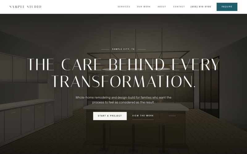 Skyline design: sample website home page