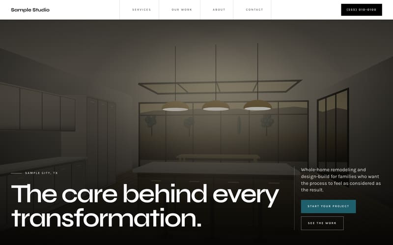Slate design: sample website home page