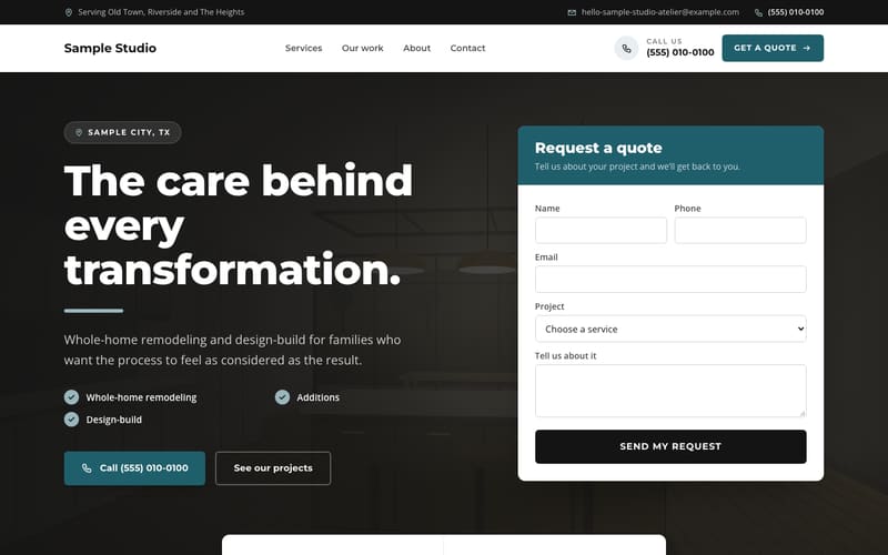 Summit design: sample website home page