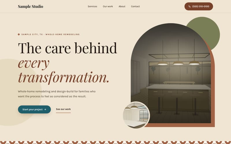 Terrace design: sample website home page