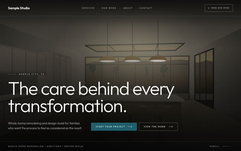 Vista design: sample website home page